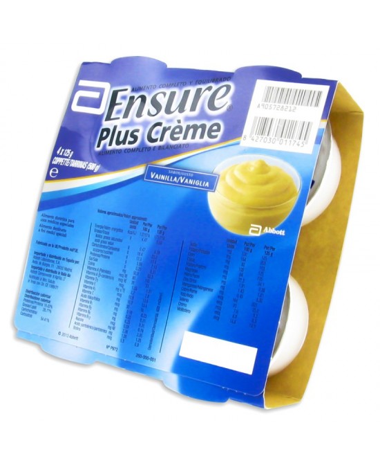 ENSURE PLUS CREME VANIGLIA 4 COPPETTE DA 125 G - Magnumfarma.it