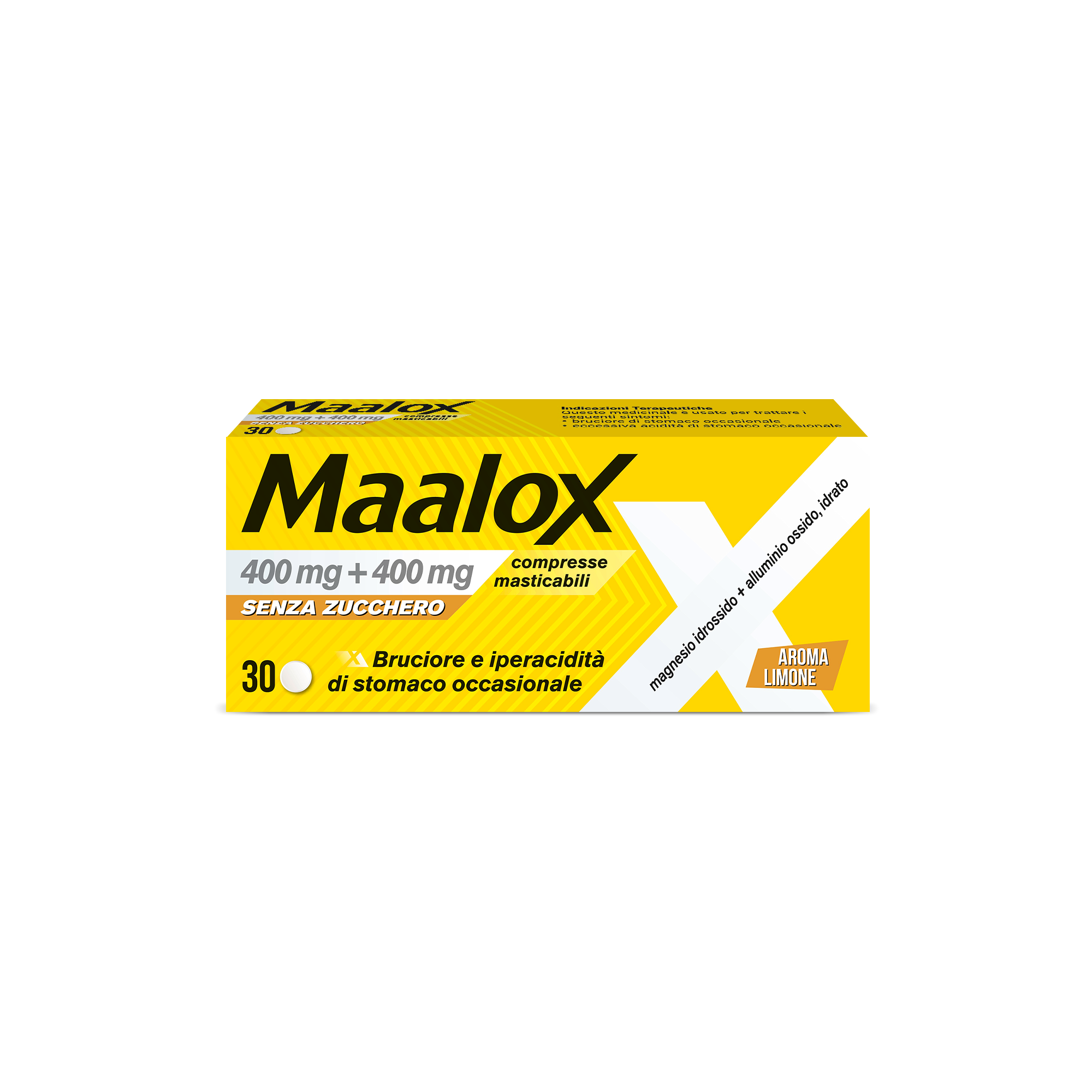 MAALOX 30 COMPRESSE MASTICABILI SENZA ZUCCHERO GUSTO LIMONE 400+400MG - Magnumfarma.it