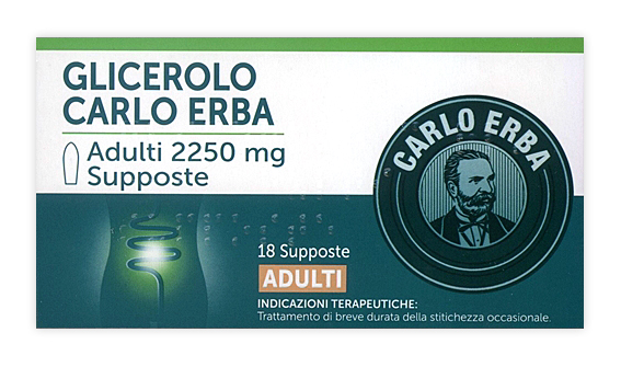 GLICEROLO CARLO ERBA 18 SUPPOSTE ADULTI AD AZIONE LASSATIVA 2250MG  - Magnumfarma.it