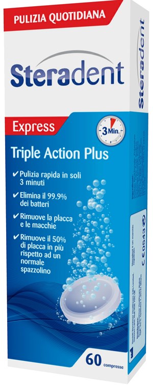 STERADENT TRIPLE ACTION PLUS 60 COMPRESSE PULENTI - Magnumfarma.it