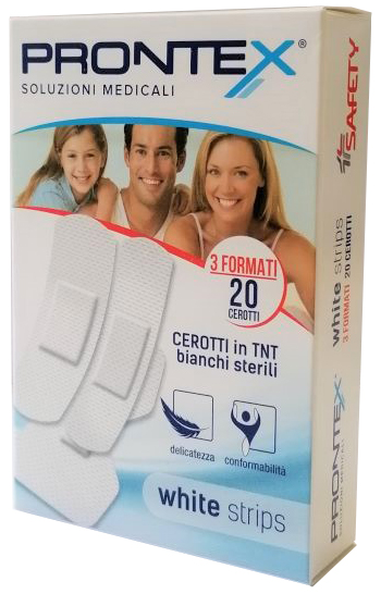 CEROTTO PRONTEX WHITE STRIPS IN TESSUTO NON TESSUTO BIANCO STERILE 3 FORMATI 20 PEZZI - Magnumfarma.it
