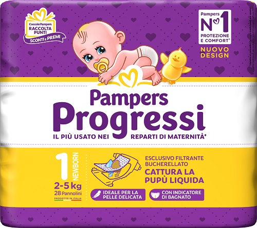 PAMPERS PROGRESSI NEWBORN PANNOLINO 1 2-5KG 28 PEZZI - Magnumfarma.it