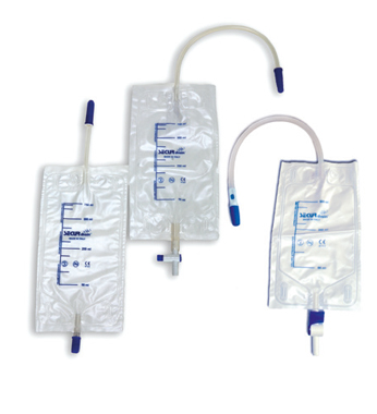 SACCA URINA DA GAMBA SECURDRAIN-VIA'NON STERILE CON VALVOLA A-R E RUBINETTO DI SCARICO TIRA SPINGI CAPACITA' 750 ML LUNGHEZZA TUBO 35 CM 30 PEZZI + 2 LACCI LATTICE PER IL FISSAGGIO - Magnumfarma.it