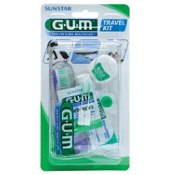 GUM TRAVEL KIT VIAGGIO 1 SPAZZOLINO PIEGHEVOLE GUM TRAVEL + 1 DENTIFRICIO VIAGGIO 12 ML + 1 ROCCHETTO FILO INTERDENTALE 10MT + 2 SCOVOLINI GOMMA GUM SOFT PICKS - Magnumfarma.it
