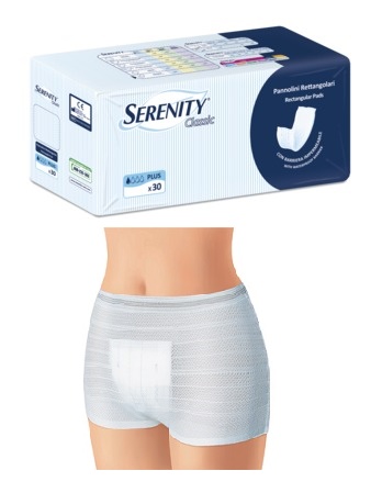 PANNOLONE PER INCONTINENZA FORMATO RETTANGOLARE CON BARRIERA SERENITY 30 PEZZI - Magnumfarma.it