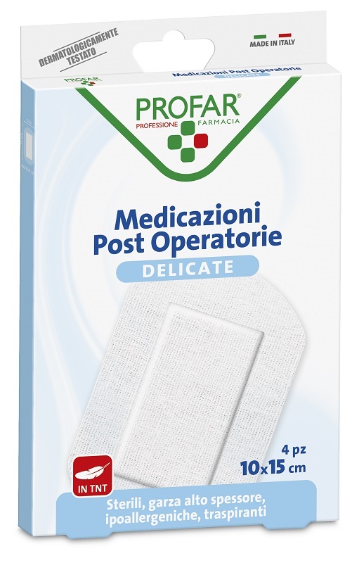 MEDICAZIONE POST OPERATORIA STERILE GARZA ANTIADERENTE 10X15 CM 4 PEZZI PROFAR - Magnumfarma.it