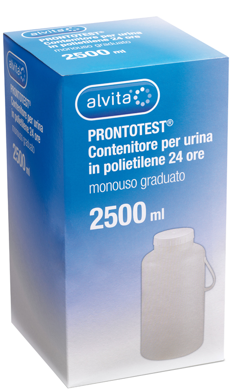 CONTENITORE PER URINA ALVITA PRONTOTEST IN POLIETILENE 24 ORE GRADUATO 2500ML - Magnumfarma.it