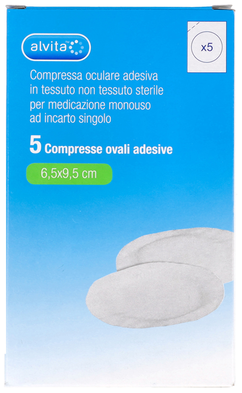 COMPRESSA OCULARE AUTOADESIVA ALVITA TNT OVALI 6,5X9,5CM 5 PEZZI - Magnumfarma.it