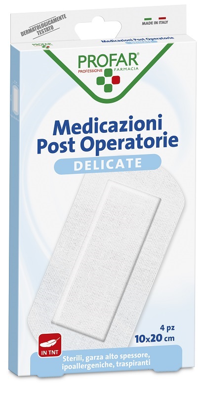 MEDICAZIONE POST OPERATORIA STERILE GARZA ANTIADERENTE 10X20 CM 4 PEZZI PROFAR - Magnumfarma.it