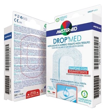 MEDICAZIONE COMPRESSA AUTOADESIVA DERMOATTIVA IPOALLERGENICA AERATA MASTER-AID DROP MED 10,5X15 5 PEZZI - Magnumfarma.it