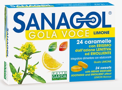 SANAGOL GOLA VOCE SENZA ZUCCHERO LIMONE 24 CARAMELLE - Magnumfarma.it