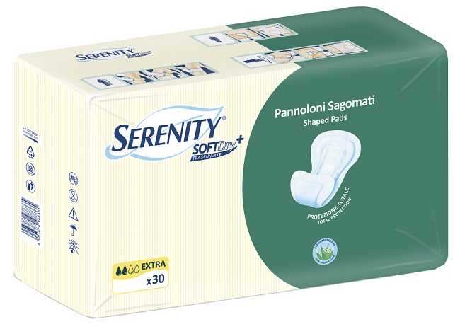PANNOLONE PER INCONTINENZA SAGOMATO SERENITY SOFTDRY+ ALOE EXTRA 30 PEZZI - Magnumfarma.it