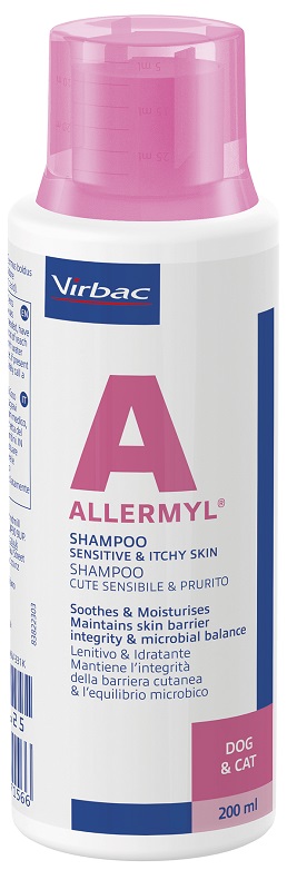ALLERMYL SHAMPOO PER CUTE SENSIBILE E PRURITO CANE E GATTO 200 ML - Magnumfarma.it