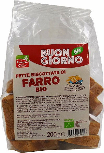 FSC FETTE BISCOTTATE DI FARRO SENZA LIEVITO DI BIRRA BIO CON OLIO EXTRAVERGINE DI OLIVA 200 G - Magnumfarma.it