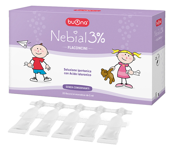 NEBIAL FLACONCINI SOLUZIONE SALINA IPERTONICA DI SODIO CLORURO AL 3% CON ACIDO IALURONICO 20X5 ML - Magnumfarma.it