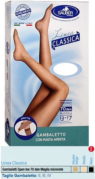 SAUBER GAMBALETTO OPEN TOE MAGLIA MICRORETE 70 DEN COLORE MEDIO TAGLIA 4 LINEA CLASSICA - Magnumfarma.it