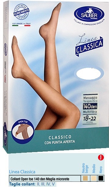 SAUBER COLLANT OPEN TOE MAGLIA MICRORETE 140 DEN COLORE NEUTRO BEIGE 5 LINEA CLASSICA - Magnumfarma.it