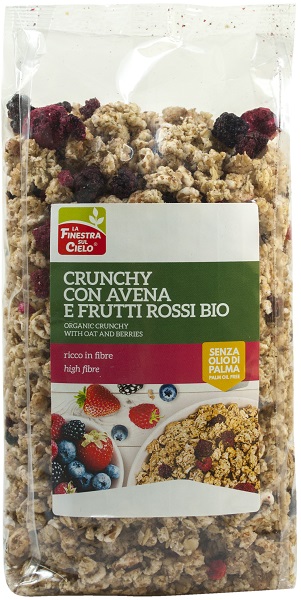FSC CRUNCHY CON AVENA E FRUTTI ROSSI BIO AD ALTO CONTENUTO DI FIBRE CON OLIO DI GIRASOLE SENZA OLIO DI PALMA 375 G - Magnumfarma.it