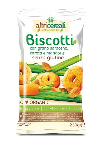 ALTRICEREALI BISCOTTI DI GRANO SARACENO CON CAROTA E MANDORLE BIO 250 G - Magnumfarma.it