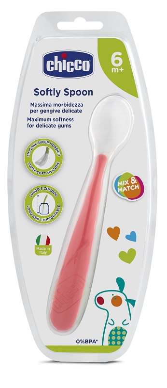 CHICCO CUCCHIAIO MORBIDO SILICONE 6M+ ROSSO UP - Magnumfarma.it