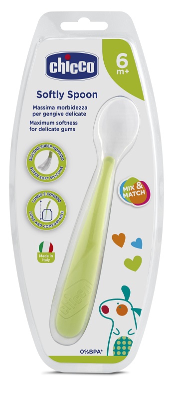 CHICCO CUCCHIAIO MORBIDO SILICONE 6M+ VERDE UP - Magnumfarma.it