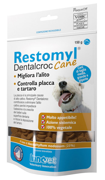 RESTOMYL DENTALCROC CANI TAGLIA MEDIA GRANDE E GIGANTE BUSTA 150 G - Magnumfarma.it