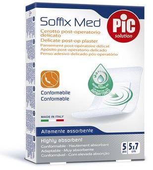 CEROTTO PIC SOFFIX MED IN TNT CON TAMPONE CENTRALE ASSORBENTE STERILE MONOUSO 5X7 CM ANTIBATTERICO 5 PEZZI - Magnumfarma.it