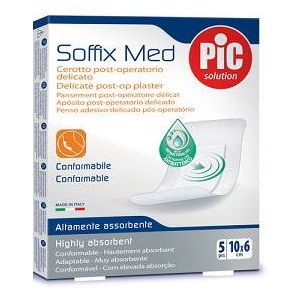 CEROTTO PIC SOFFIX MED IN TNT CON TAMPONE CENTRALE ASSORBENTE STERILE MONOUSO 10X6 CM ANTIBATTERICO 5 PEZZI - Magnumfarma.it