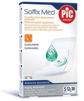 CEROTTO PIC SOFFIX MED IN TNT CON TAMPONE CENTRALE ASSORBENTE STERILE MONOUSO 10X12 CM ANTIBATTERICO 5 PEZZI - Magnumfarma.it