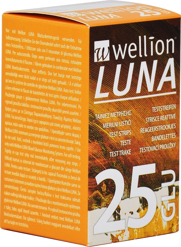 WELLION LUNA 25 STRIPS STRISCE PER MISURAZIONE GLICEMIA - Magnumfarma.it