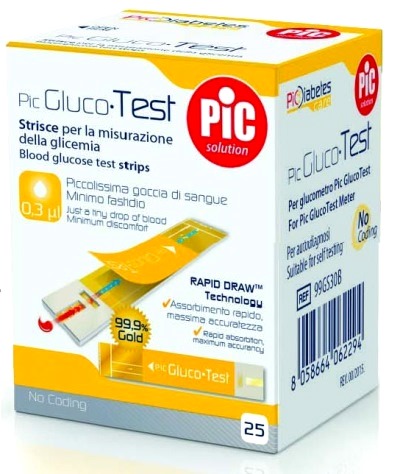 STRISCE MISURAZIONE GLICEMIA PIC GLUCOTEST 25 PEZZI - Magnumfarma.it