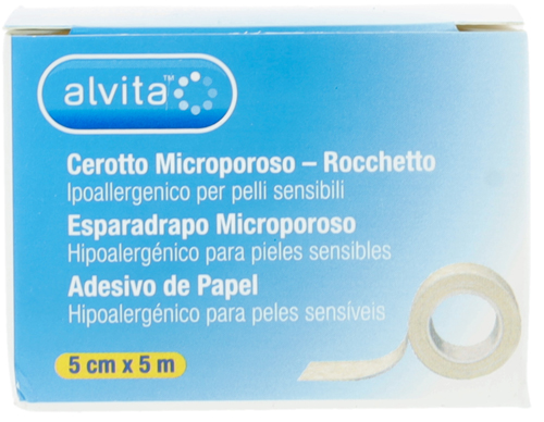 CEROTTO MICROPOROSO IN ROCCHETTO ALVITA IPOALLERGENICO PER PELLI SENSIBILI 5X500CM - Magnumfarma.it