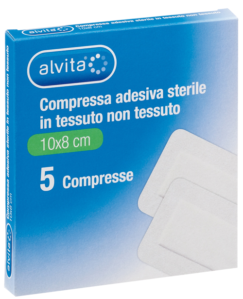 ALVITA GARZA COMPRESSA AUTOADESIVA IN TNT 10X8CM 5 PEZZI - Magnumfarma.it