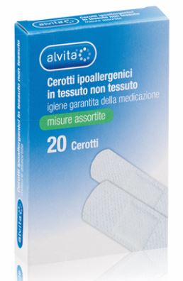 ALVITA CEROTTO IN TESSUTO NON TESSUTO ESTENSIBILE BIANCO CON TAMPONE ANTISETTICO ASSORTITO 20 PEZZI - Magnumfarma.it