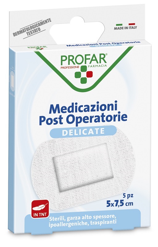 MEDICAZIONE POST OPERATORIA STERILE GARZA ANTIADERENTE 5X7,5 CM 5 PEZZI PROFAR - Magnumfarma.it
