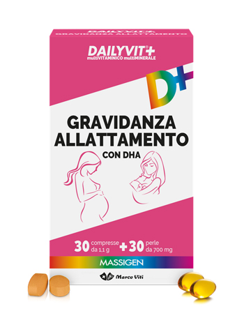 MASSIGEN GRAVIDANZA ALLATTAMENTO CON ACIDO FOLICO MULTIVITAMINICO E MULTIMINERALE 30 COMPRESSE RIVESTITE DA 1,1 G + 30 PERLE DA 700 MG - Magnumfarma.it