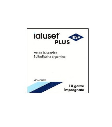 GARZA IALUSET PLUS IMPREGNATA DI CREMA DI ACIDO IALURONICO 0,05%, DI SULFADIAZINA ARGENTICA 1%, MACROGOL, GLICEROLO E ACQUA 10 X 10 CM 10 PEZZI - Magnumfarma.it