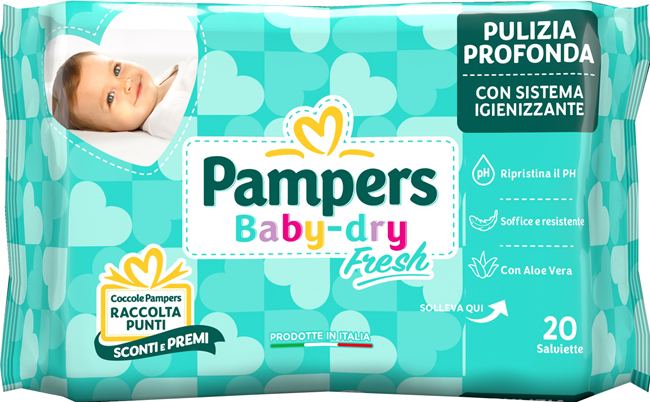 SALVIETTINE UMIDIFICATE PAMPERS BABY FRESH 30% + CONSISTENTE 20 PEZZI - Magnumfarma.it