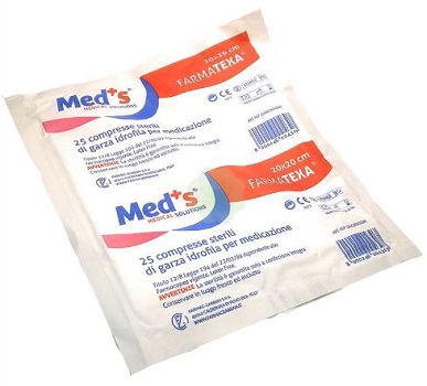 GARZA COMPRESSA IDROFILA MEDS FARMATEXA 12/8 20X20CM 25 PEZZI - Magnumfarma.it