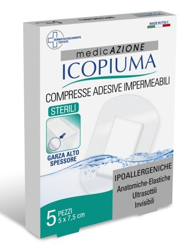 ICOPIUMA GARZA COMPRESSA MEDICATA POSTOPERATORIA 5X7,5 CM 5 PEZZI - Magnumfarma.it