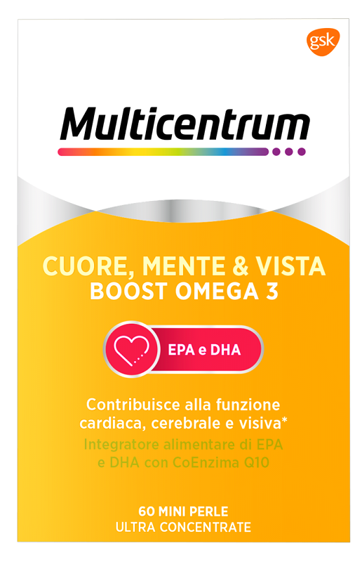 MULTICENTRUM CUORE MENTE E VISTA BOOST OMEGA 3 60 MINI PERLE - Magnumfarma.it
