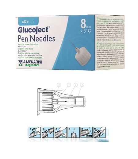 AGO PER PENNA DA INSULINA GLUCOJECT LUNGHEZZA 8 MM GAUGE 31 100 PEZZI - Magnumfarma.it