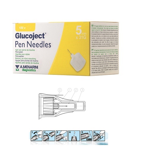 AGO PER PENNA DA INSULINA GLUCOJECT LUNGHEZZA 5 MM GAUGE 31 100 PEZZI - Magnumfarma.it