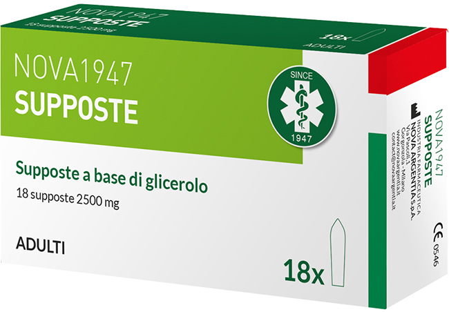 NOVA1947 GLICEROLO 2500MG SUPPOSTE ADULTI 18 PEZZI - Magnumfarma.it