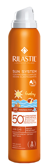 RILASTIL SUN SYSTEM BABY PPT SPF 50+ TRANSPARENT SPRAY WET SKIN 200 ML - Magnumfarma.it