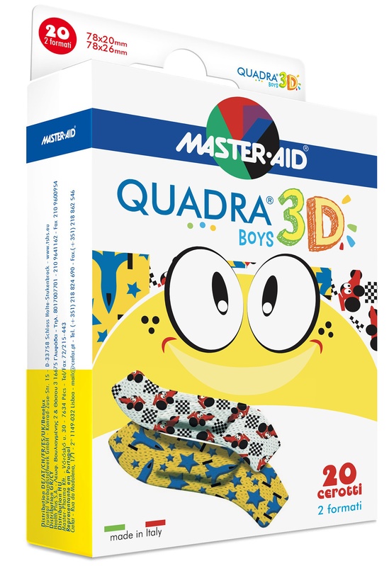 CEROTTO MASTER-AID QUADRA 3D BOYS 20 PEZZI ASSORTITI - Magnumfarma.it