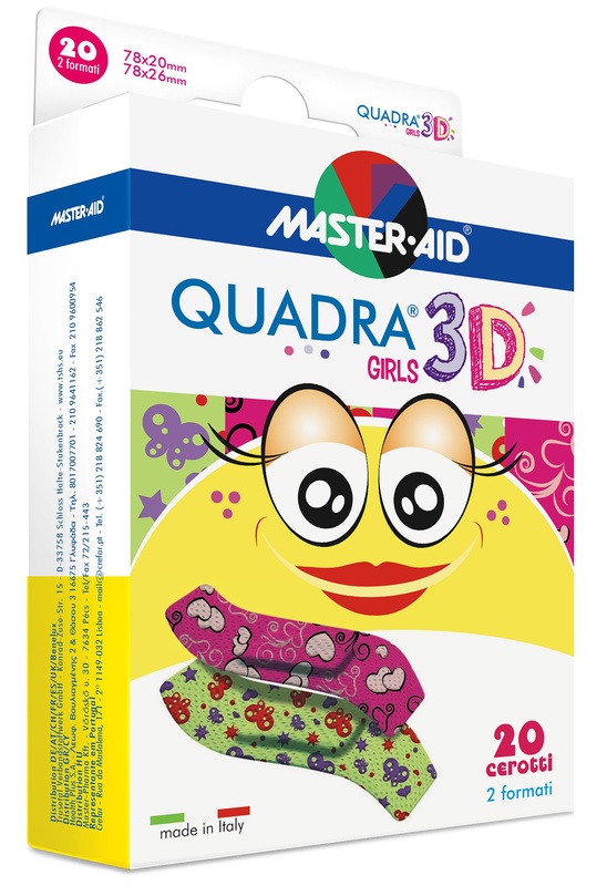 CEROTTO MASTER-AID QUADRA 3D GIRLS 20 PEZZI ASSORTITI - Magnumfarma.it