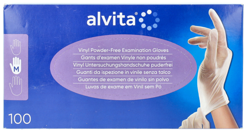 GUANTI DA ISPEZIONE ALVITA IN VINILE SENZA TALCO M 100 PEZZI - Magnumfarma.it