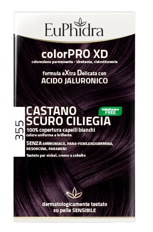 EUPHIDRA COLORPRO XD 355 CASTANO SCURO CILIEGIA GEL COLORANTE CAPELLI IN FLACONE + ATTIVANTE + BALSAMO + GUANTI - Magnumfarma.it
