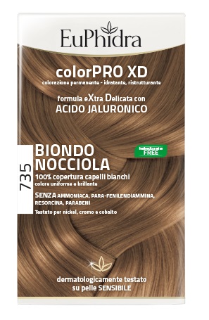EUPHIDRA COLORPRO XD 735 BIONDO NOCCIOLA GEL COLORANTE CAPELLI IN FLACONE + ATTIVANTE + BALSAMO + GUANTI - Magnumfarma.it